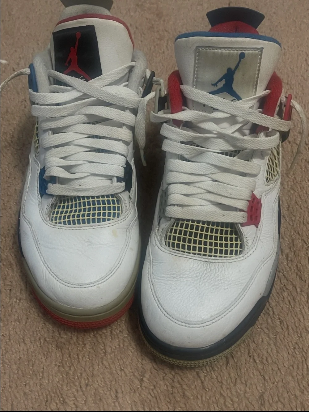 Jordan Men’s White Red and Blue Retro Sneakers